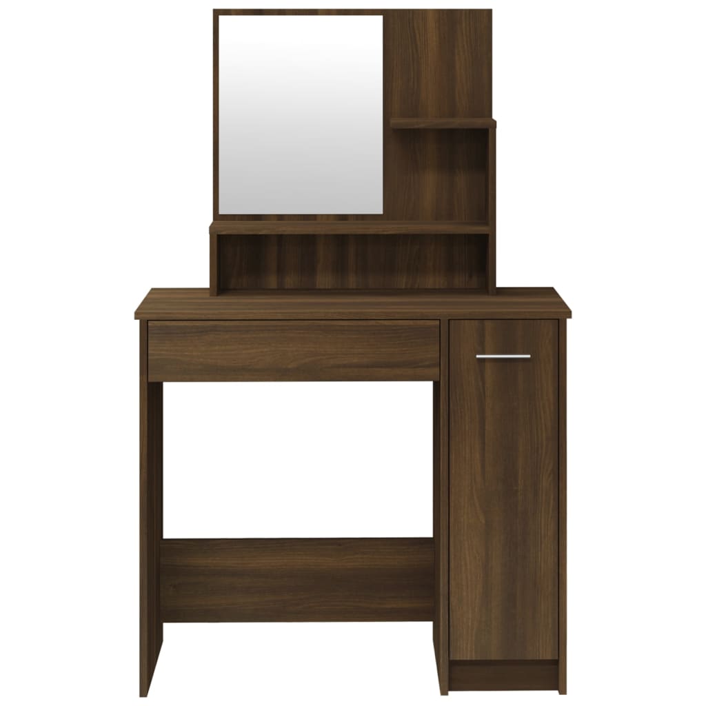 Sminkebordsett brun eik86,5x35x136 cm