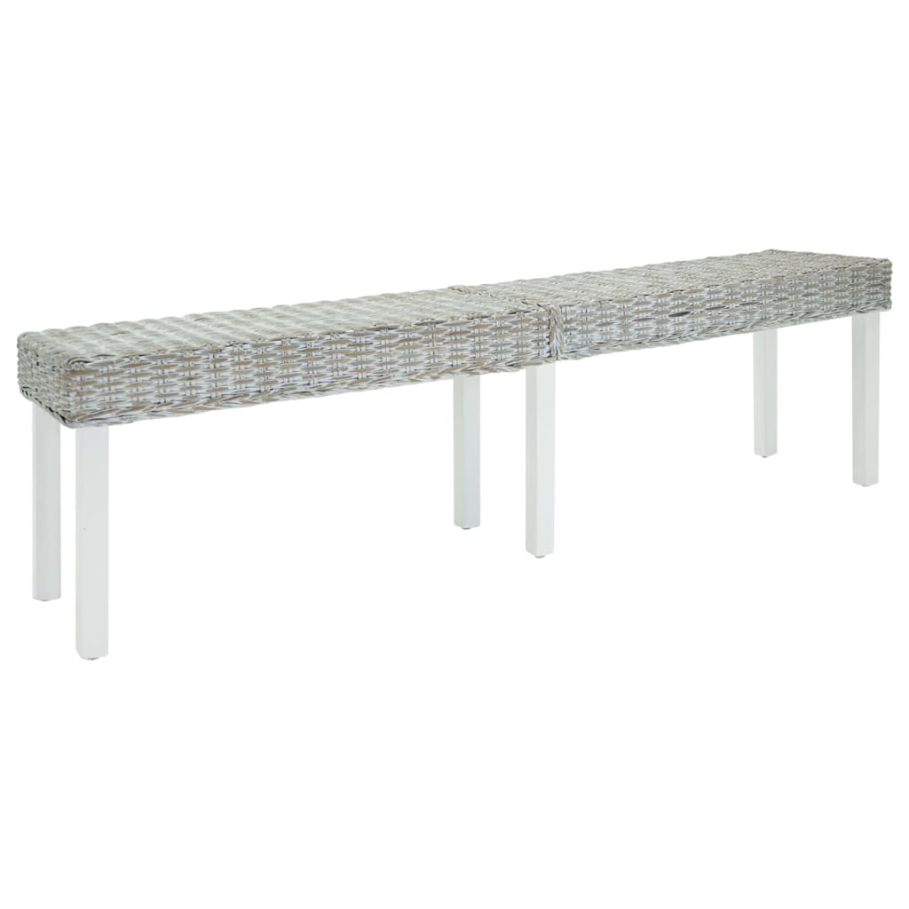 Benk hvit 160x35x45 cm naturlig kubu-rotting og heltre mahogni