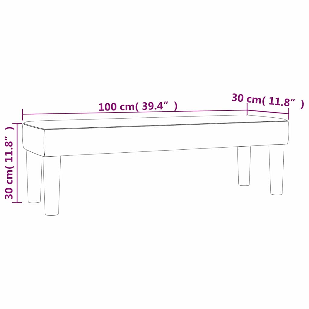Benk Kremhvit 100x30x30 cm Stoff