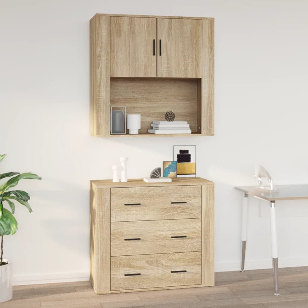Veggskap sonoma eik 80x33x80 cm konstruert tre