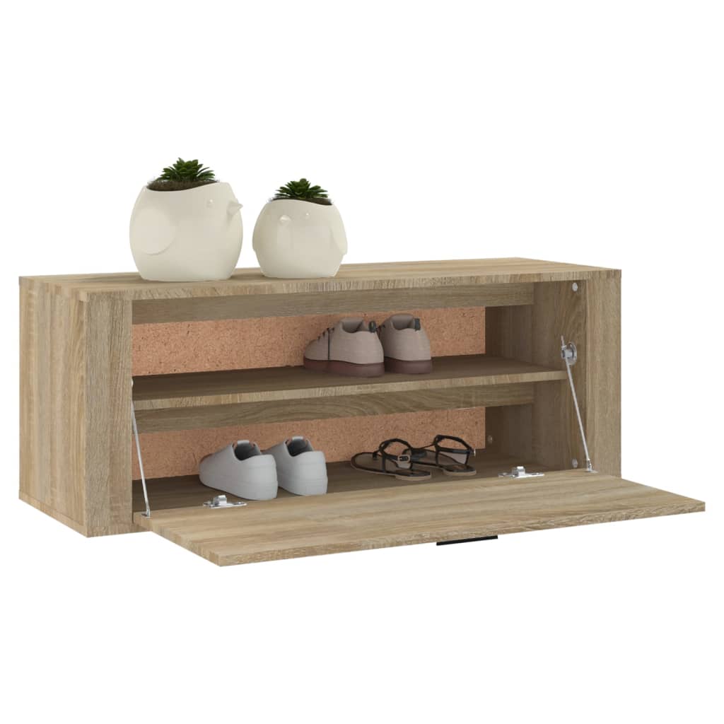 Veggmontert skoskap sonoma eik 100x35x38 cm konstruert tre