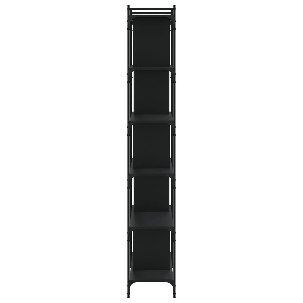Bokhylle 6 etasjer svart 76x32x192 cm konstruert tre