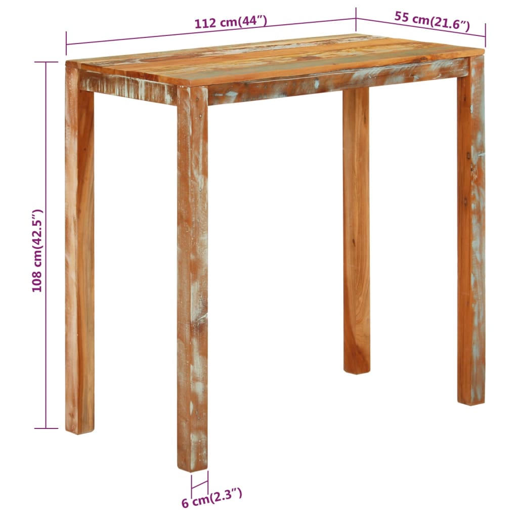 Barbord 112x55x108 cm gjenvunnet heltre