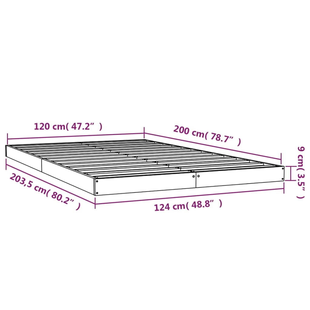 Sengeramme hvit 120x200 cm heltre furu