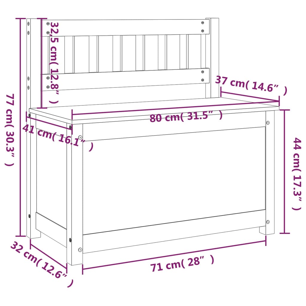 Benk honningbrun 80x41x77 cm heltre furu