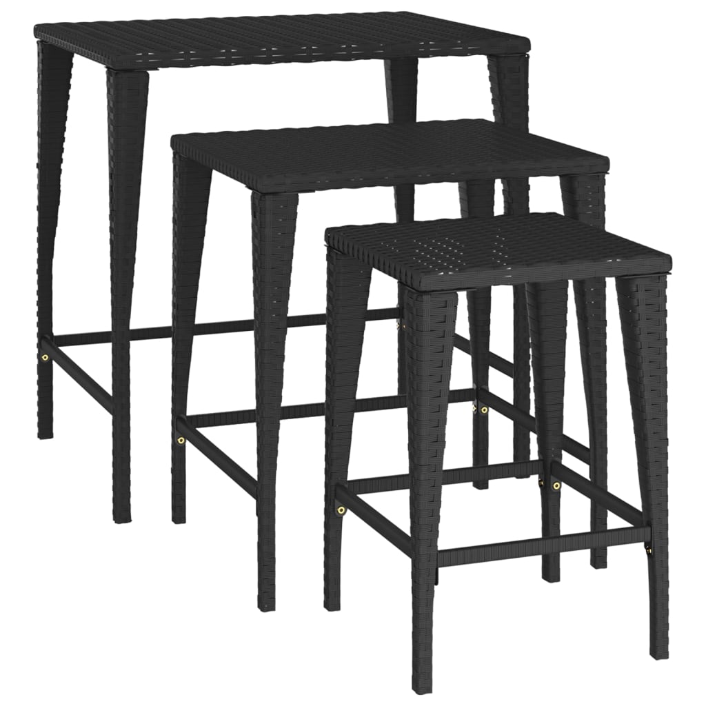 Stablebord 3 stk svart polyrotting