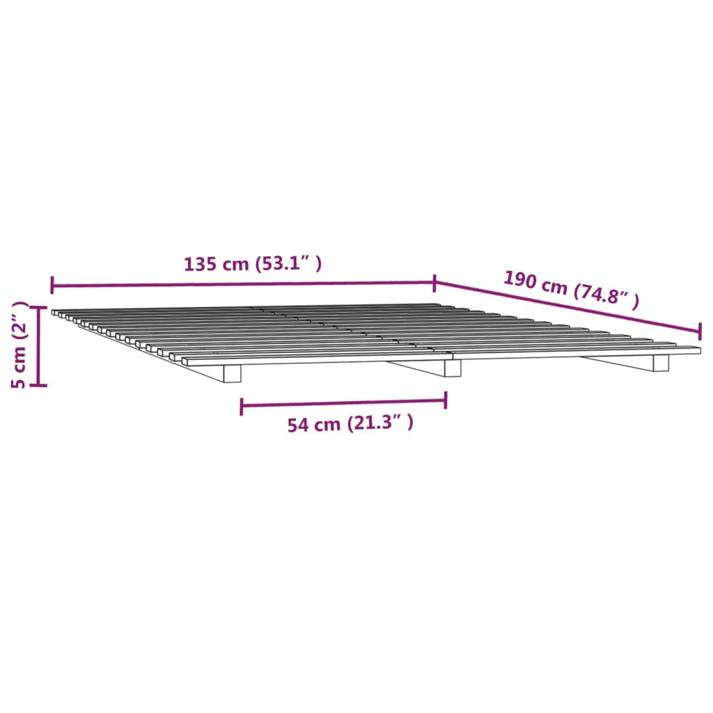 Sengeramme hvit 135x190 cm heltre furu