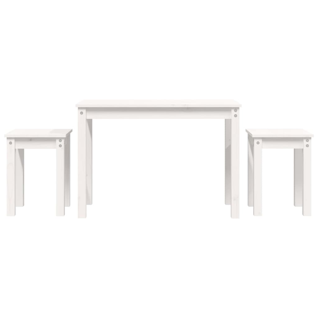 Stablebord 3 stk hvit heltre furu