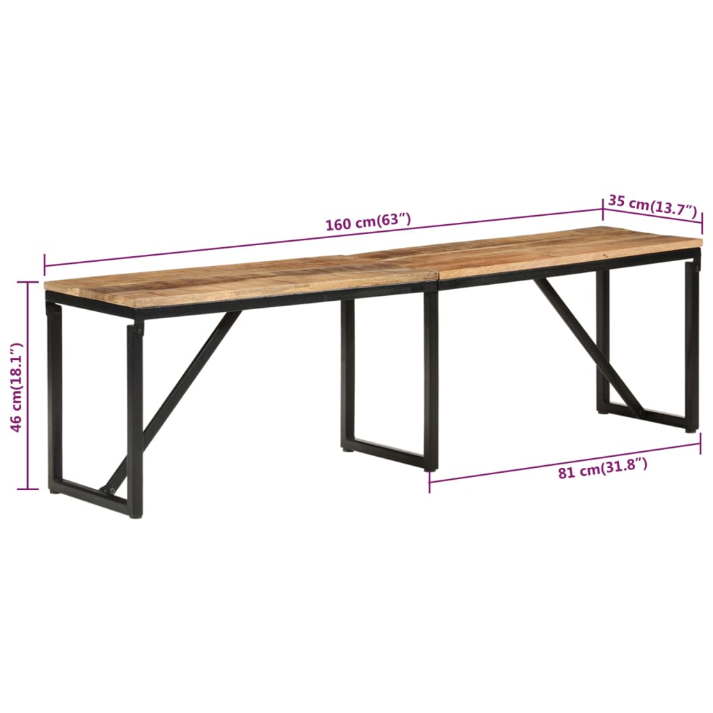 Benk 160x35x46 cm heltre mango