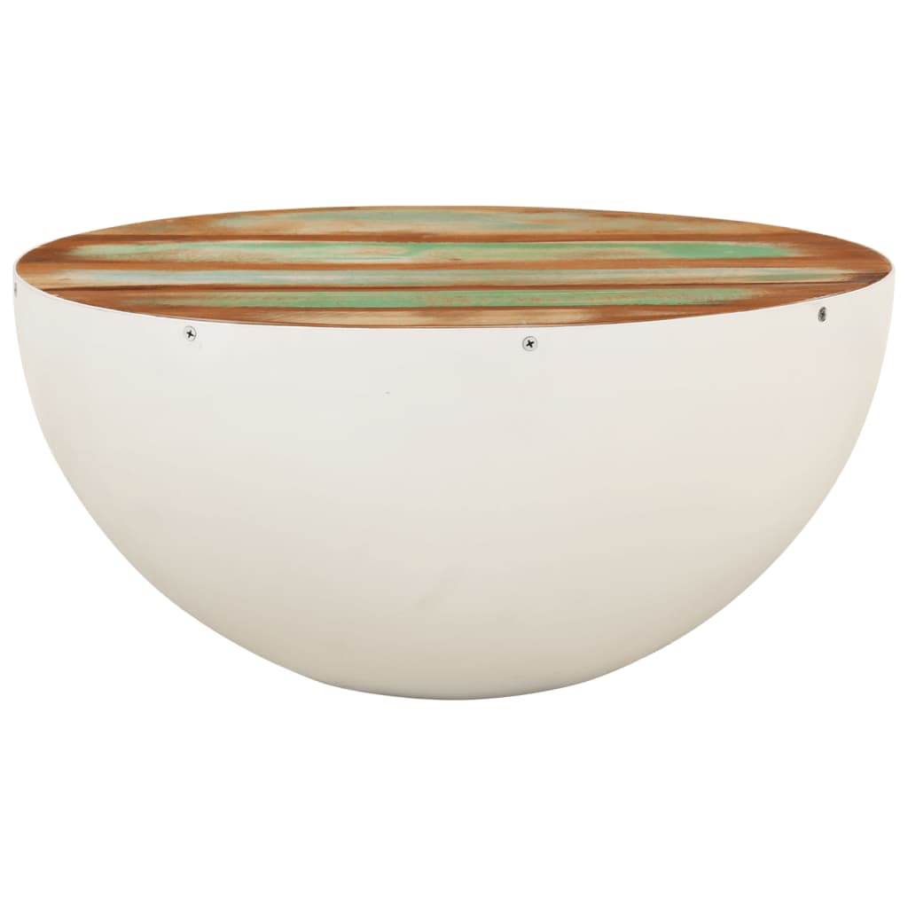 Bolleformet salongbord hvit Ø50x24 cm gjenvunnet heltre