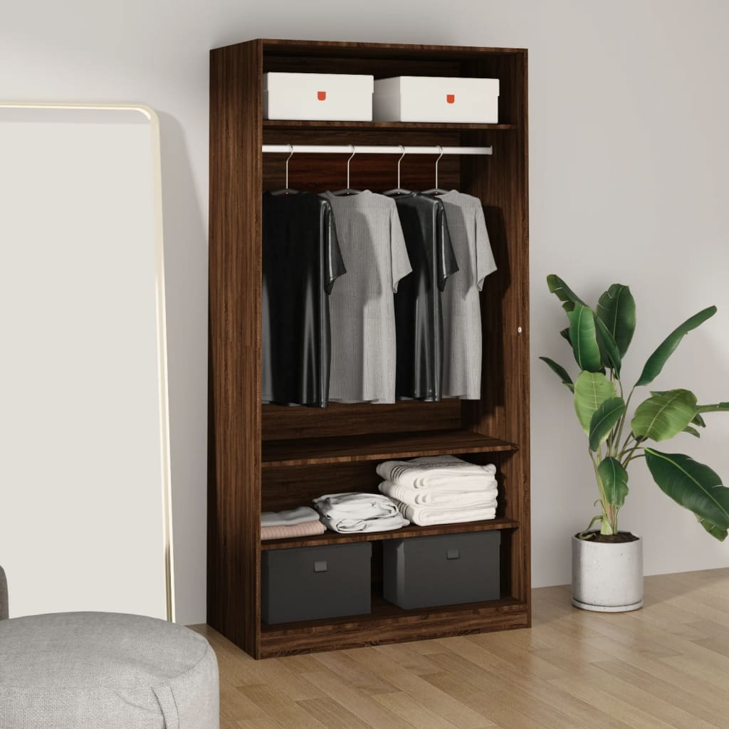 Garderobe brun eik 100x50x200 cm konstruert tre