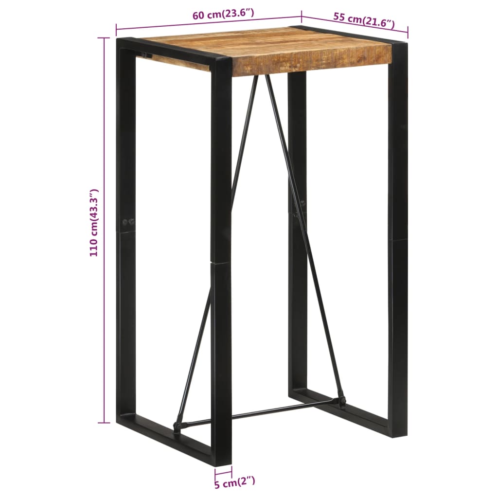 Barbord 60x55x110 cm grovt heltre mangotre