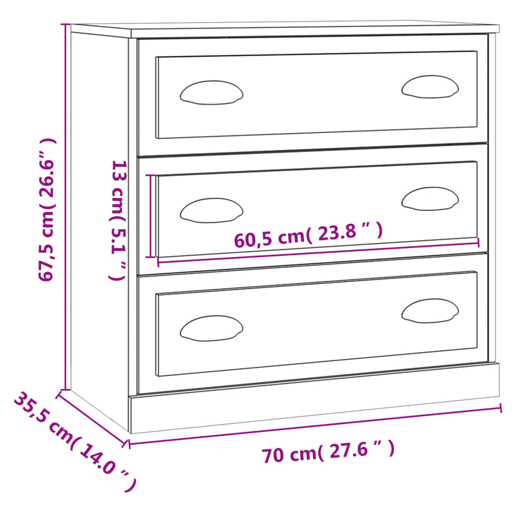Skjenk røkt eik 70x35,5x67,5 cm konstruert tre