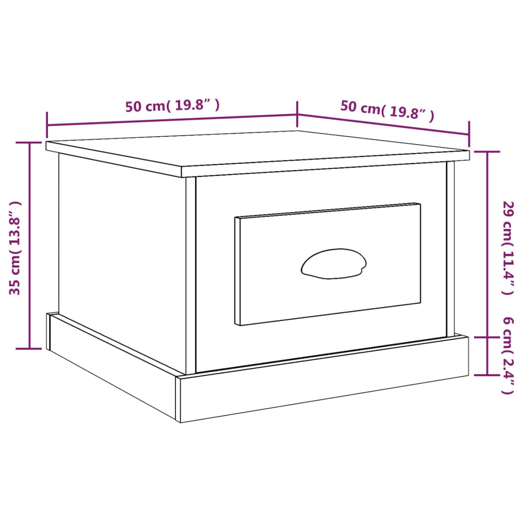 Salongbord sonoma eik 50x50x35 cm konstruert tre