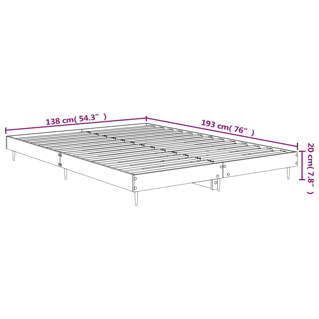 Sengeramme hvit 135x190 cm konstruert tre