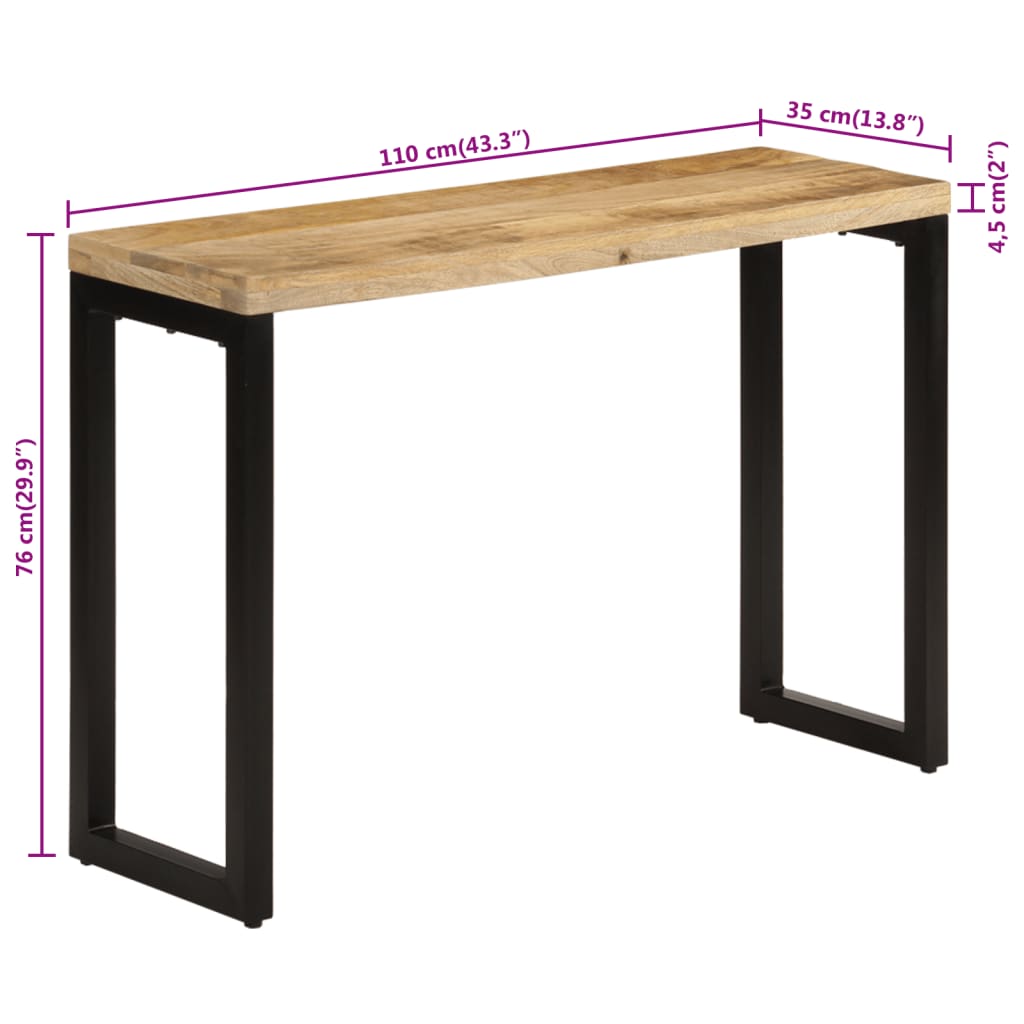 Konsollbord 110x35x76 cm grovt heltre mangotre