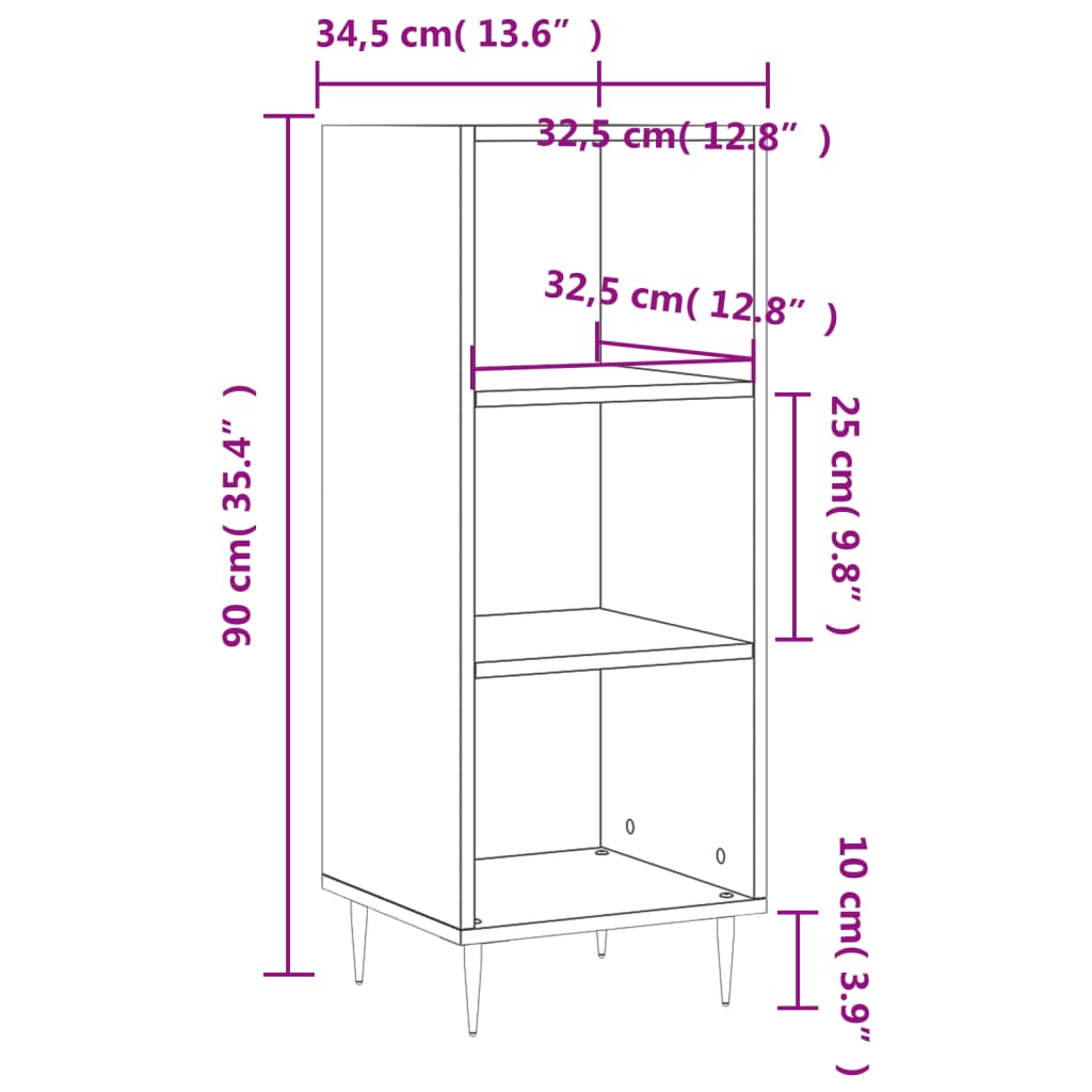 Skjenk sonoma eik 34,5x32,5x90 cm konstruert tre