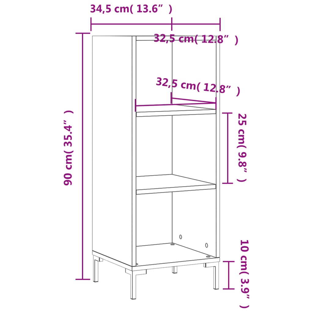 Skjenk sonoma eik 34,5x32,5x90 cm konstruert tre