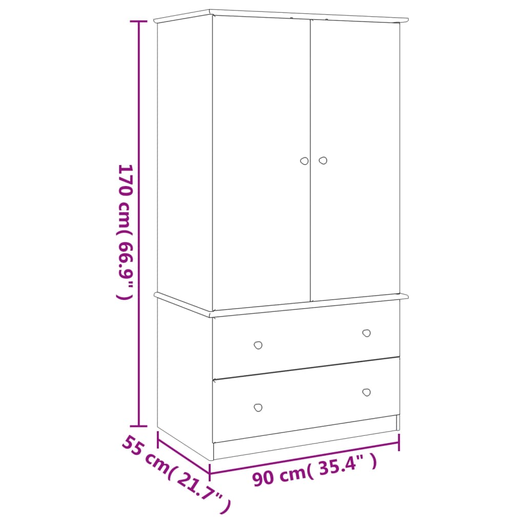 Garderobe ALTA 90x55x170 cm heltre furu