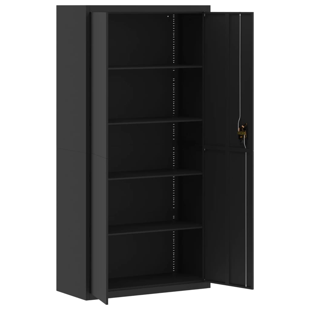 Arkivskap svart 90x40x220 cm stål