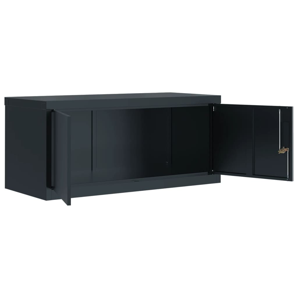 Arkivskap antrasitt 90x40x145 cm stål