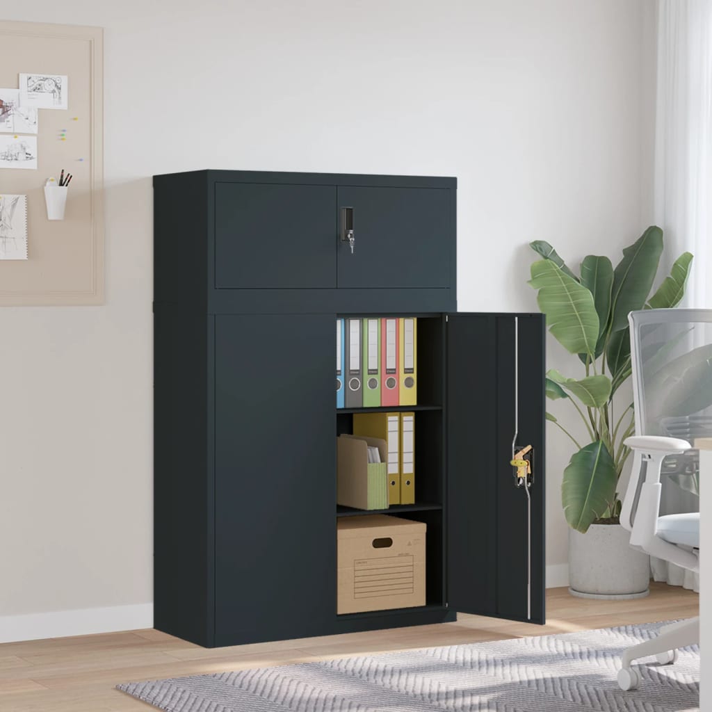 Arkivskap antrasitt 90x40x145 cm stål