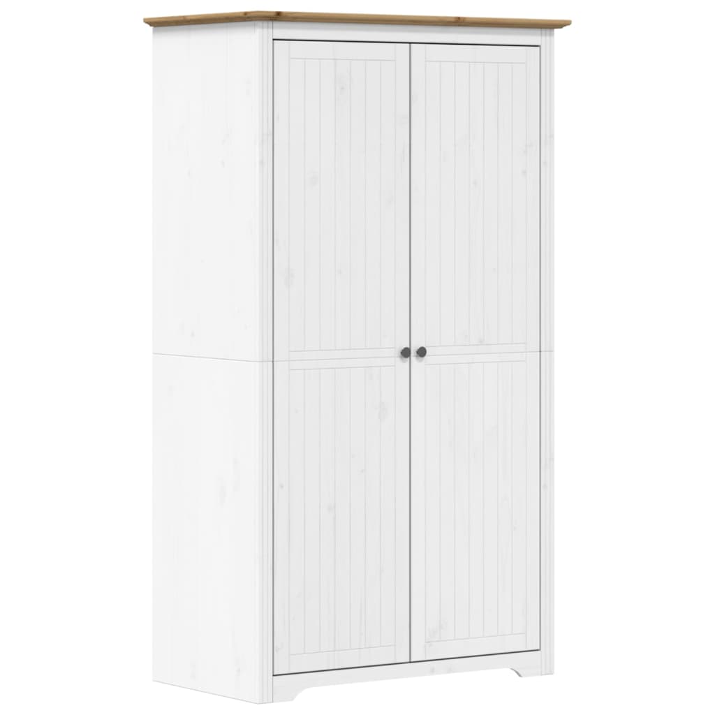 Garderobe BODO hvit og brun 99x53,5x173 cm heltre furu