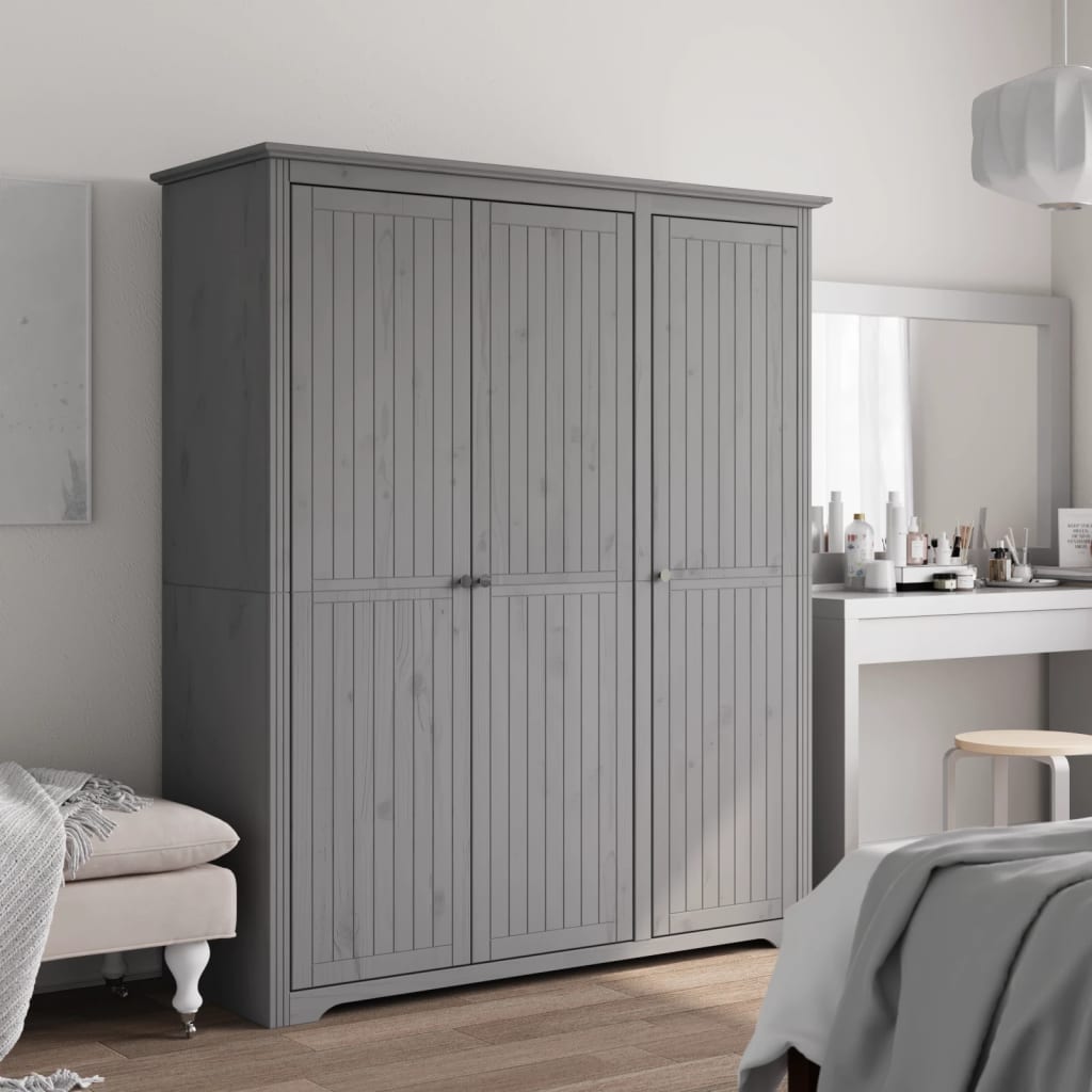 Garderobe BODO grå 146x53,5x173 cm heltre furu
