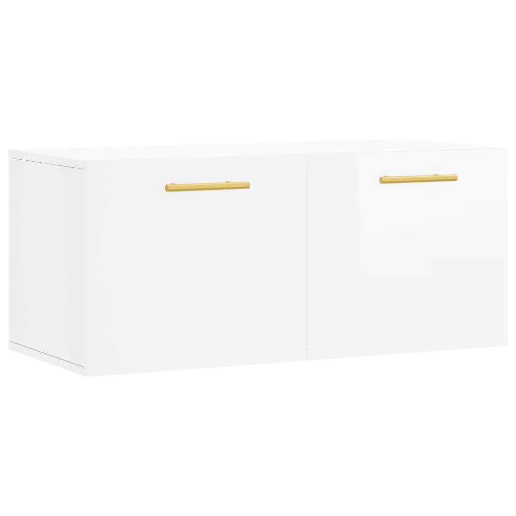 Veggskap høyglans hvit 80x36,5x35 cm konstruert tre