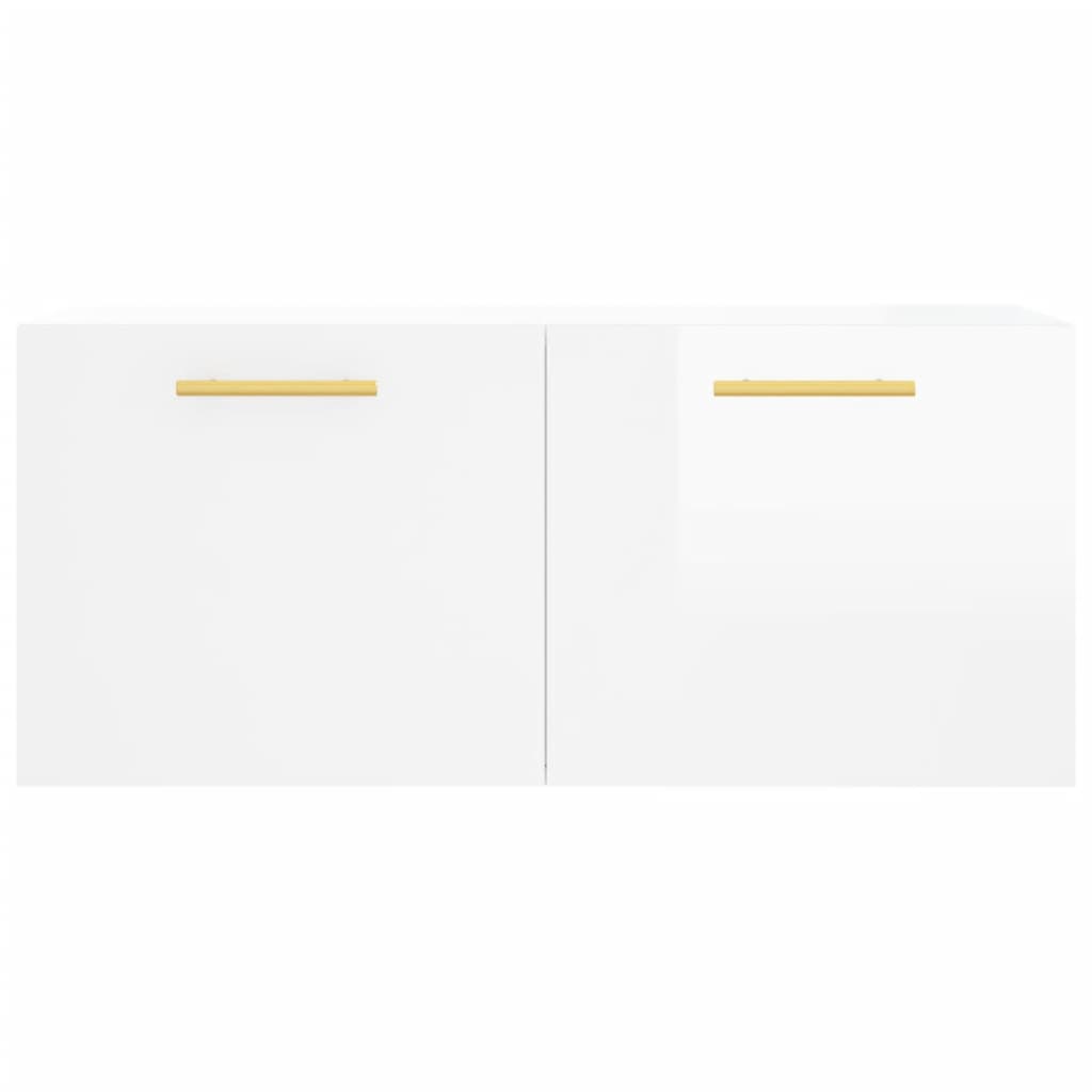 Veggskap høyglans hvit 80x36,5x35 cm konstruert tre