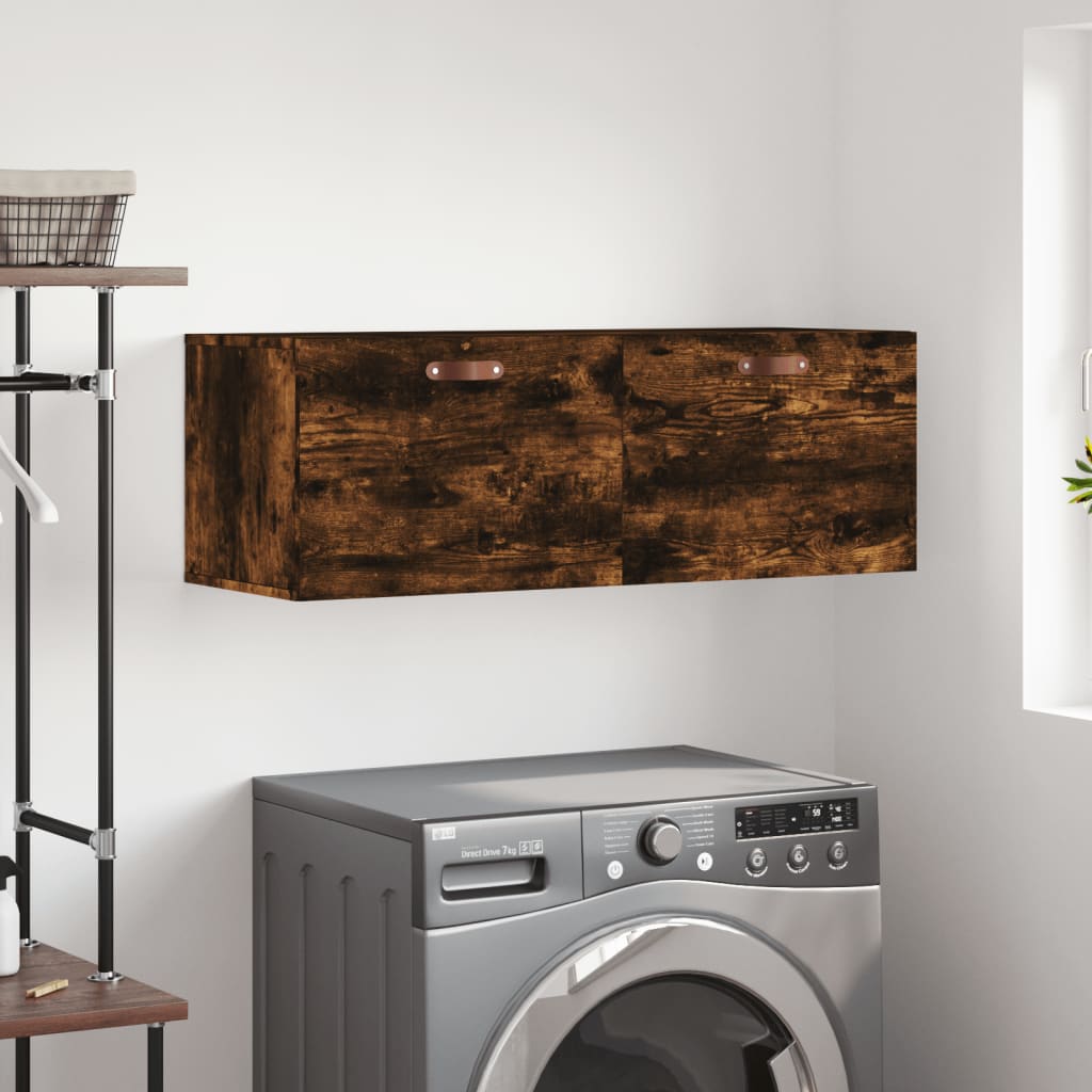 Veggskap 2 stk røkt eik 100x36,5x35 cm konstruert tre