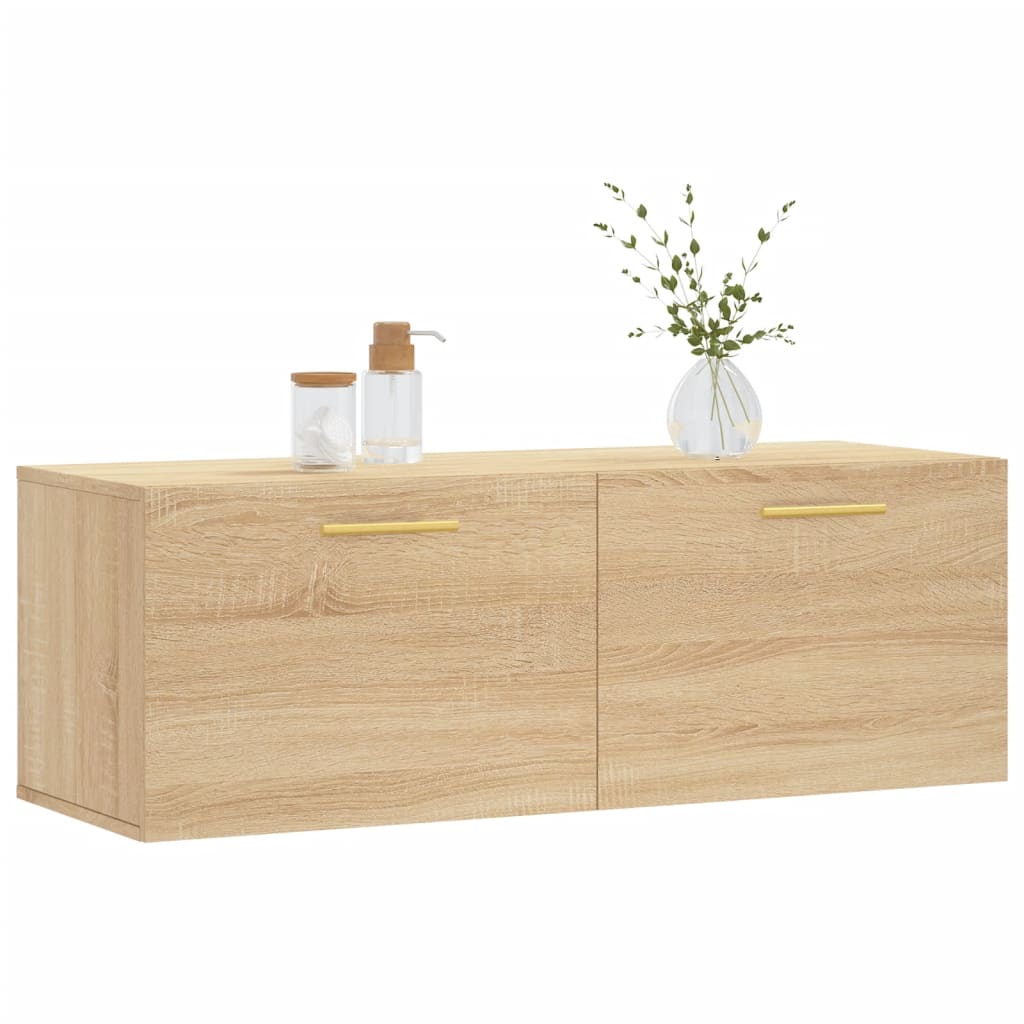 Veggskap 2 stk sonoma eik 100x36,5x35 cm konstruert tre