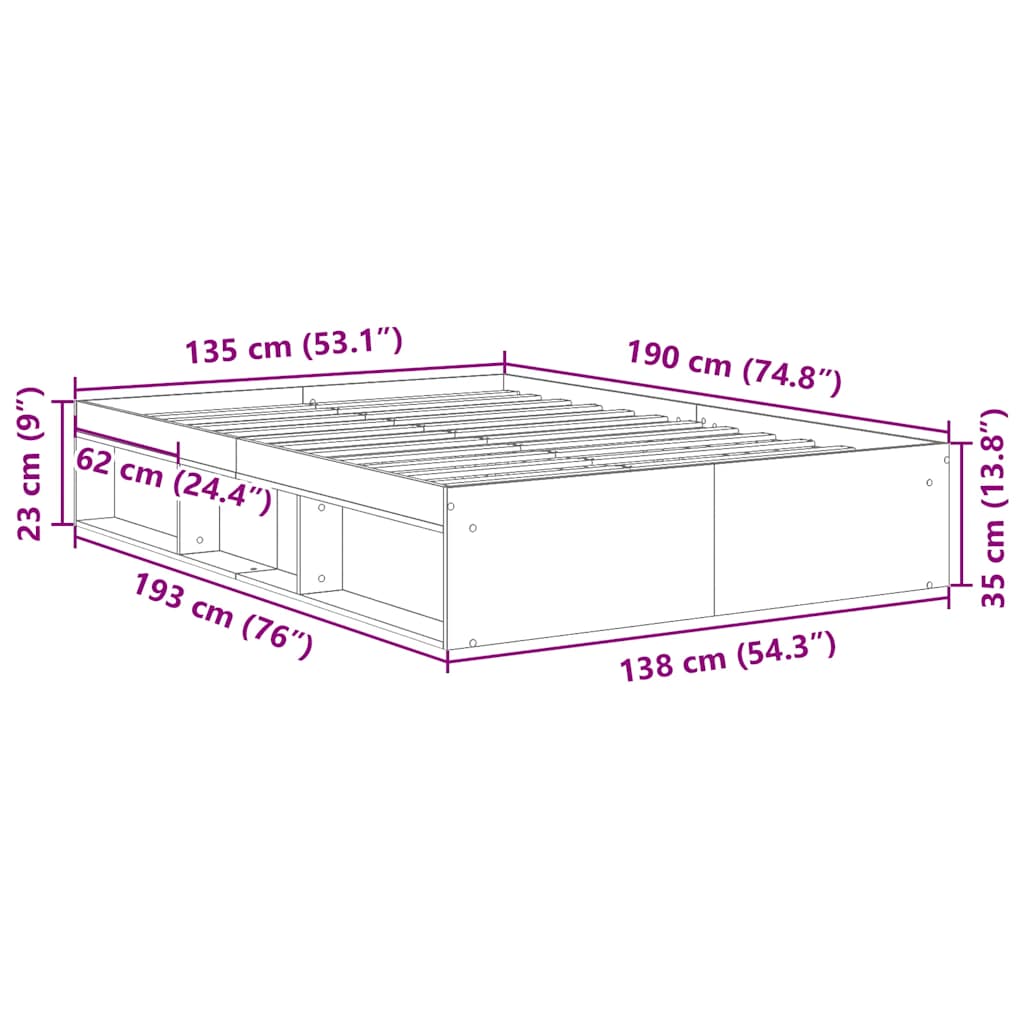 Sengeramme hvit 135x190 cm