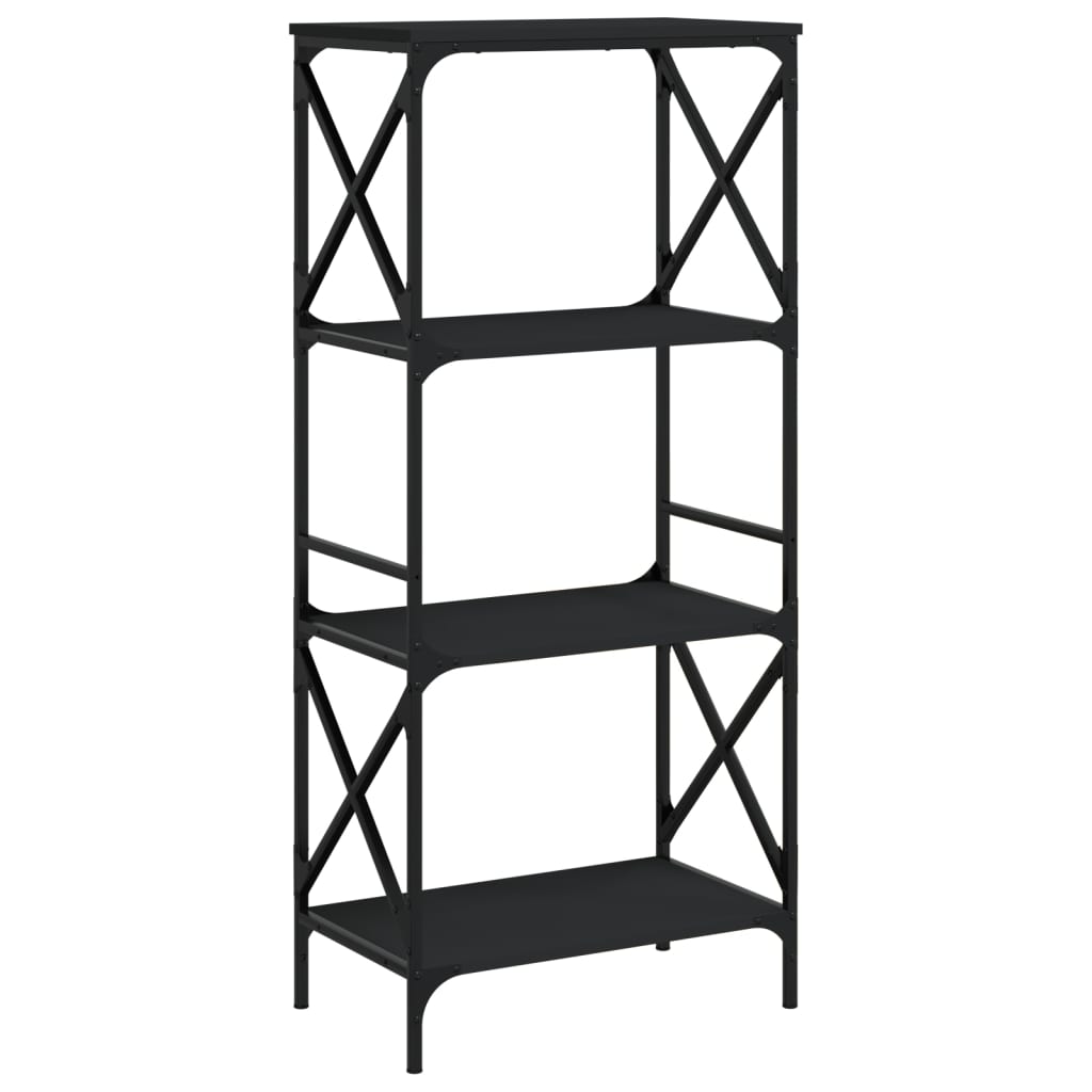 Bokhylle 4 etasjer svart 59x35x132 cm konstruert tre