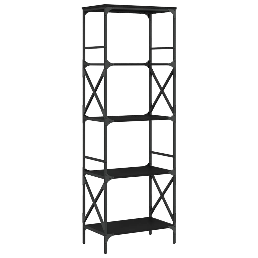 Bokhylle 5 etasjer svart 59x35x171 cm konstruert tre