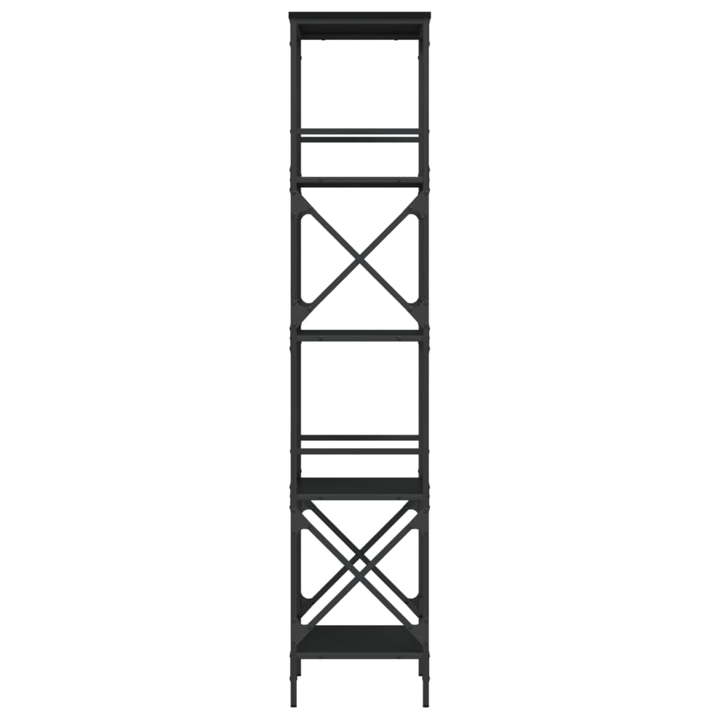 Bokhylle 5 etasjer svart 59x35x171 cm konstruert tre