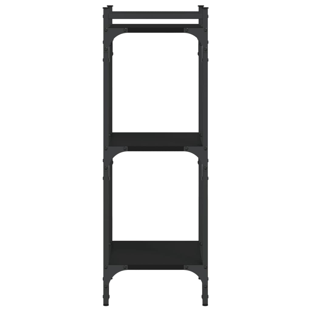 Bokhylle 3 etasjer svart 40x30x86 cm konstruert tre
