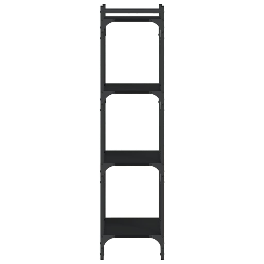 Bokhylle 4 etasjer svart 40x30x120 cm konstruert tre