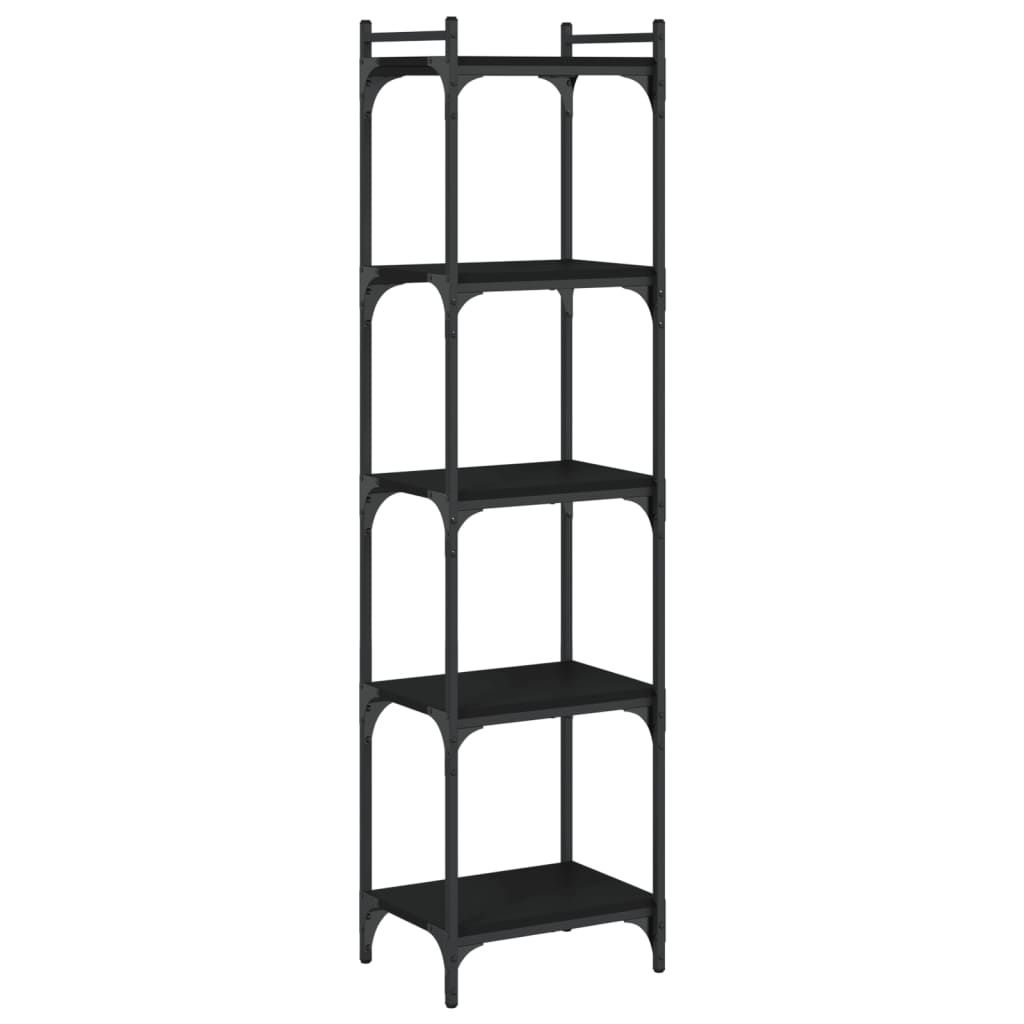 Bokhylle 5 etasjer svart 40x30x154 cm konstruert tre