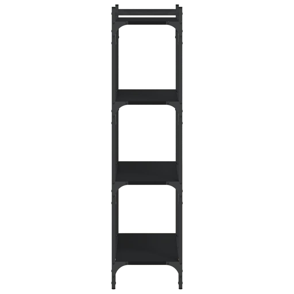 Bokhylle 4 etasjer svart 60x30x120 cm konstruert tre