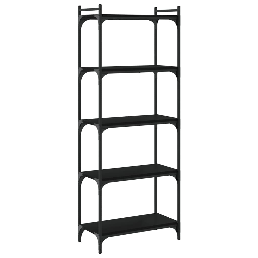 Bokhylle 5 etasjer svart 60x30x154 cm konstruert tre