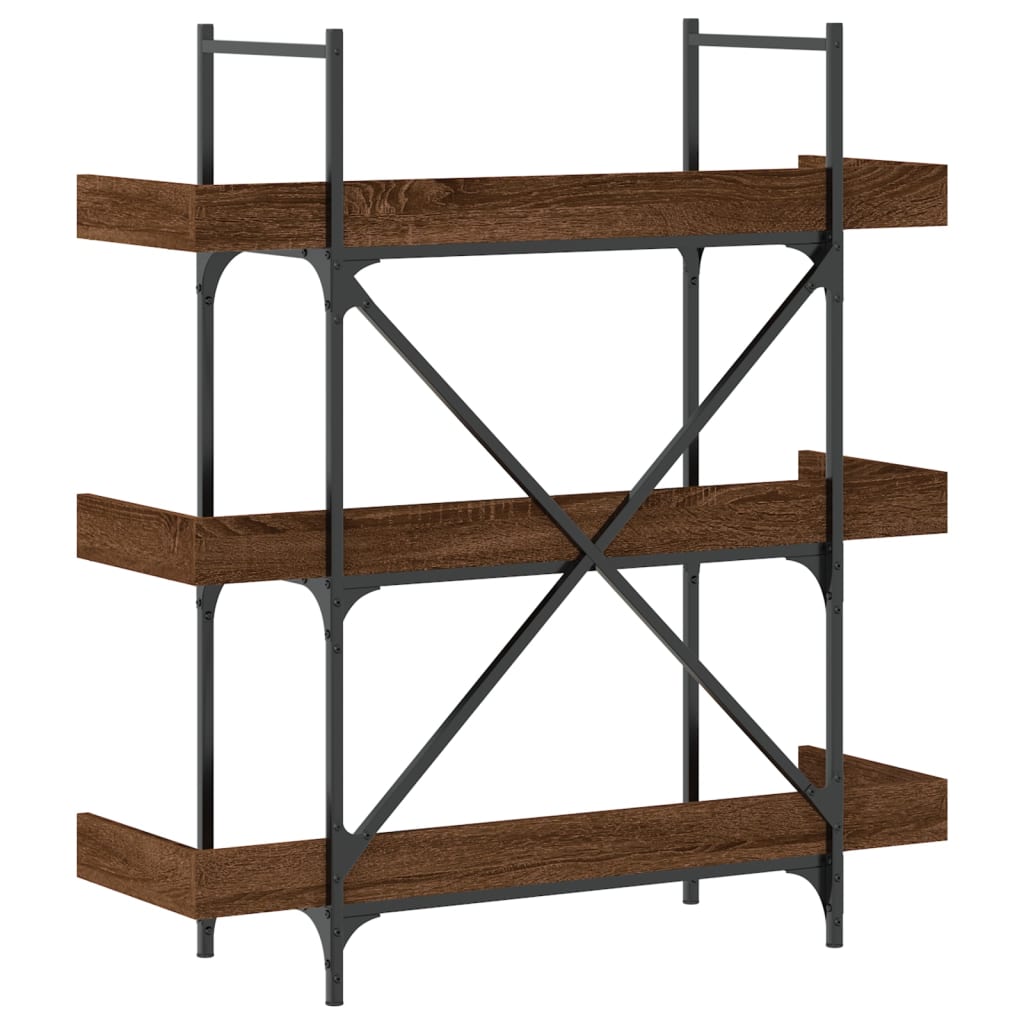 Bokhylle 3 etasjer brun eik 100x33x108,5 cm konstruert tre