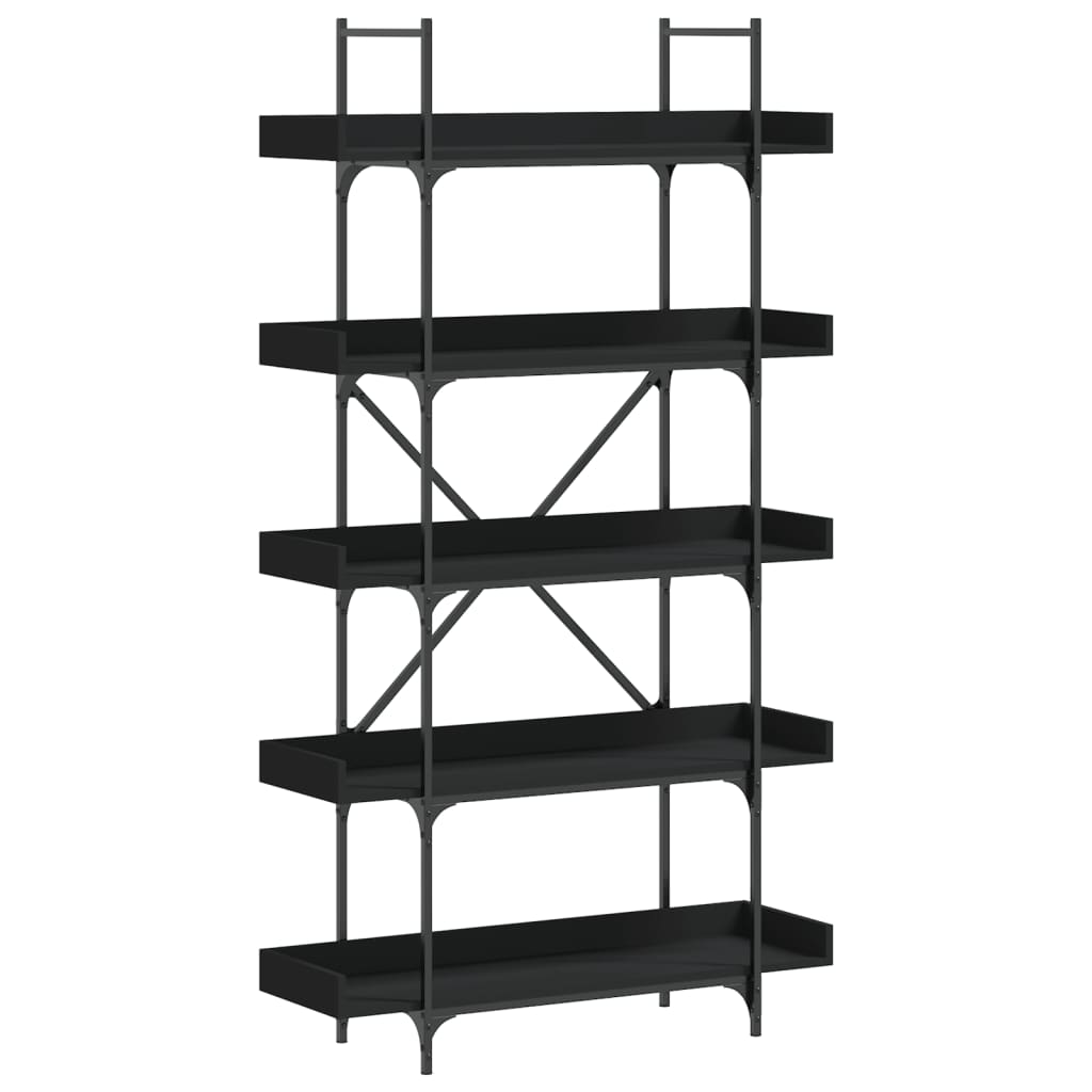 Bokhylle 5 etasjer svart 100x33x180,5 cm konstruert tre