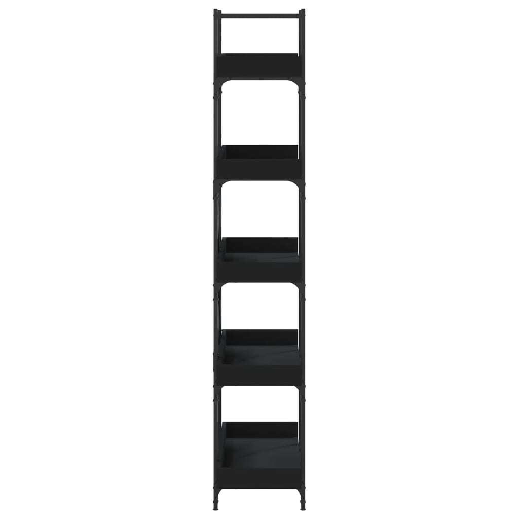 Bokhylle 5 etasjer svart 100x33x180,5 cm konstruert tre