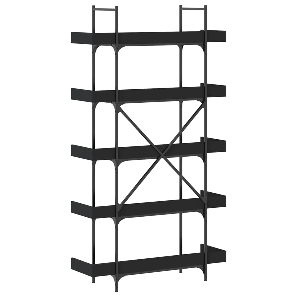 Bokhylle 5 etasjer svart 100x33x180,5 cm konstruert tre