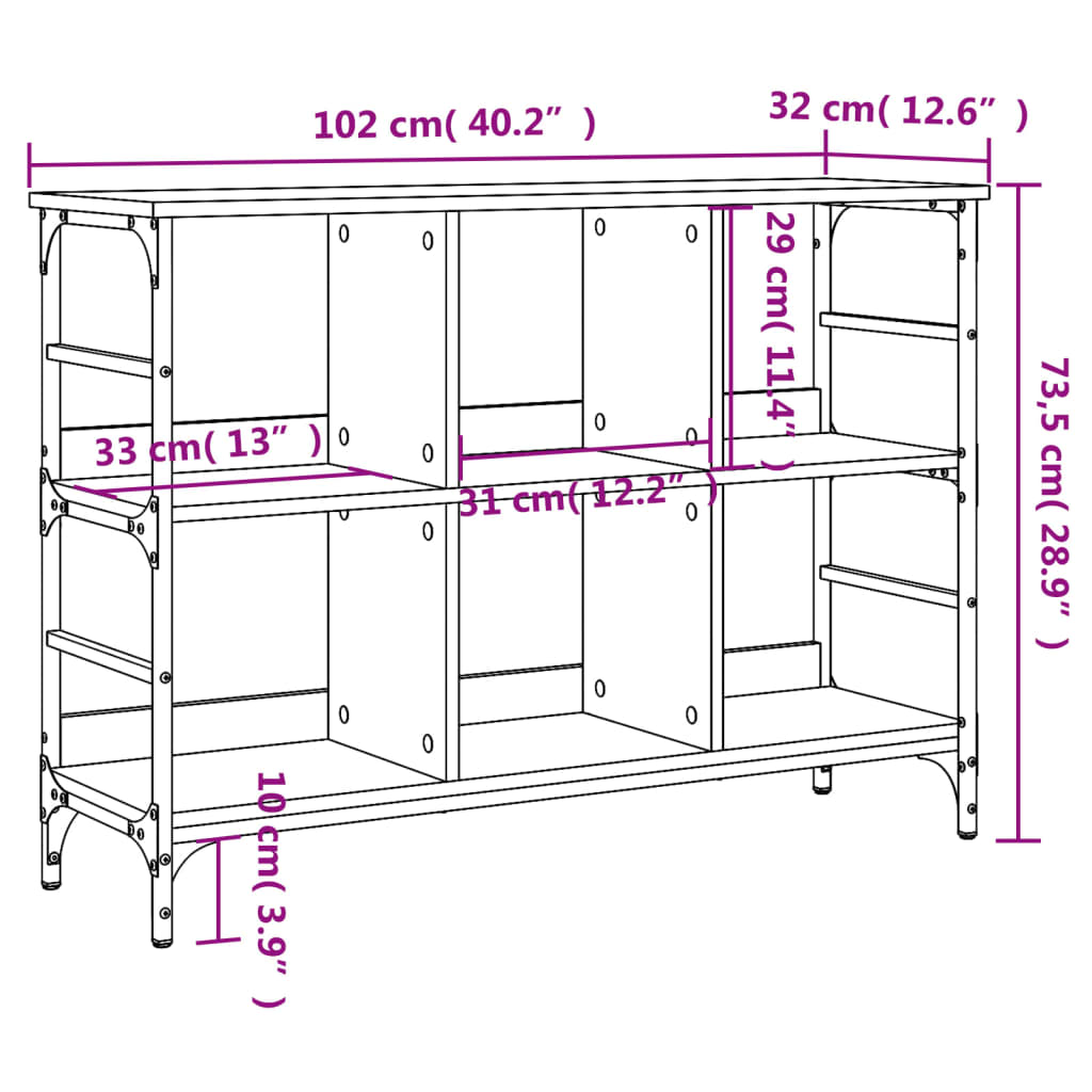 Skjenk sonoma eik 102x32x73,5 cm konstruert tre