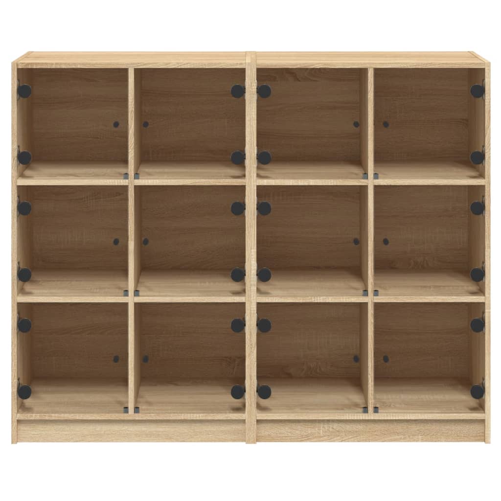 Bokhylle med dører sonoma eik 136x37x109 cm konstruert tre