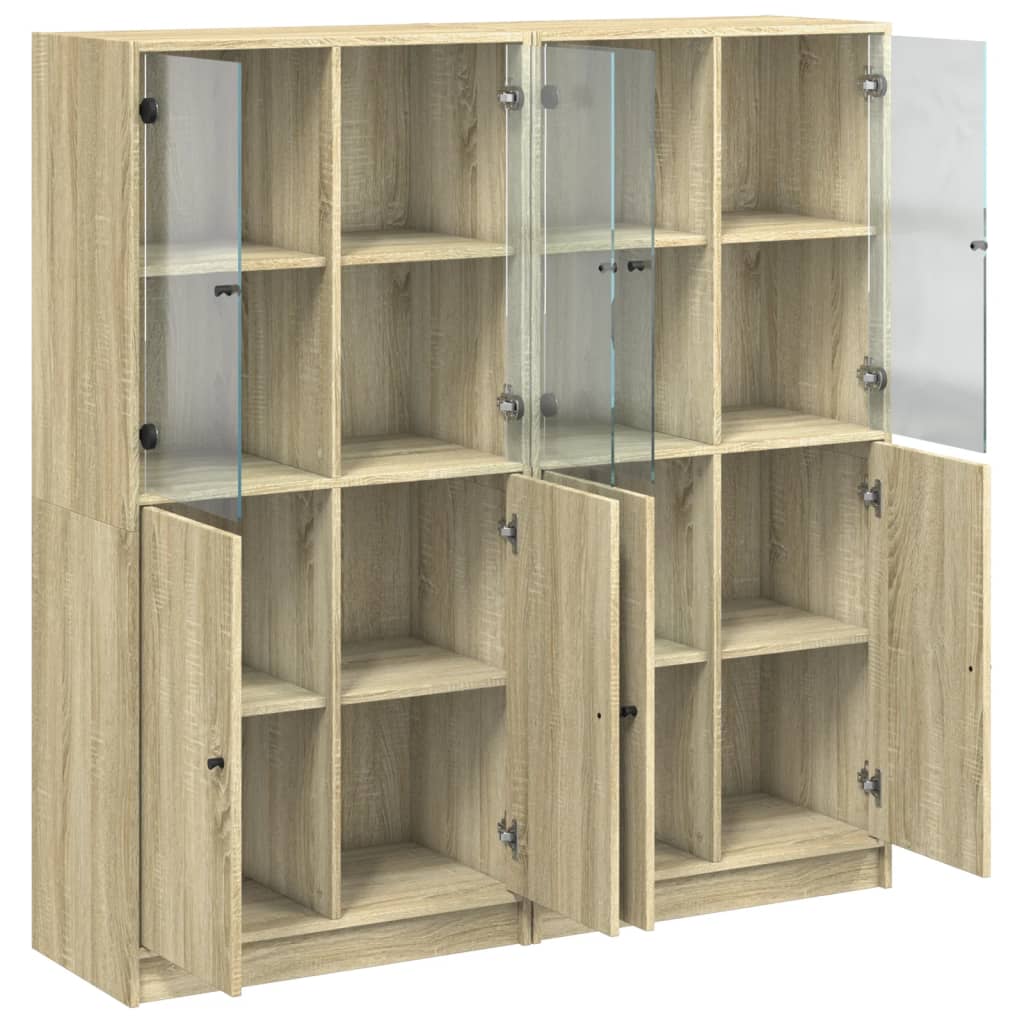 Bokhylle med dører sonoma eik 136x37x142 cm konstruert tre