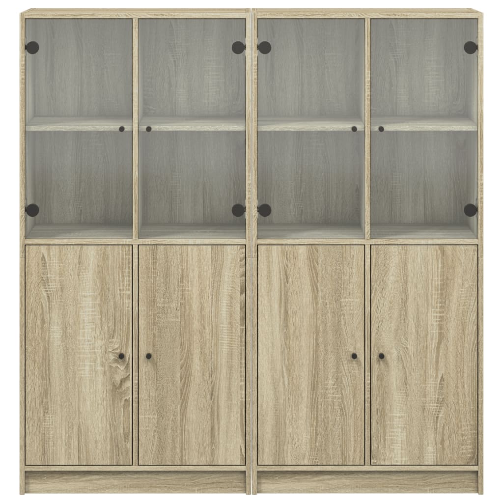 Bokhylle med dører sonoma eik 136x37x142 cm konstruert tre