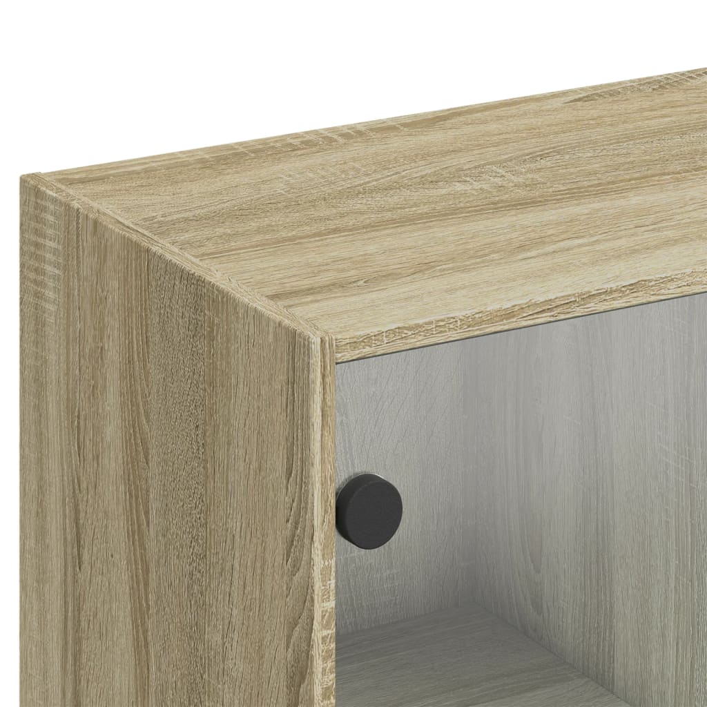 Bokhylle med dører sonoma eik 136x37x142 cm konstruert tre